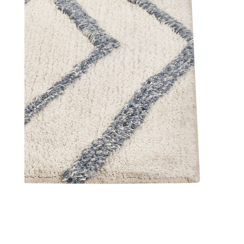 Dywan bawełniany 160 x 230 cm złamana biel z niebieskim MENDERES