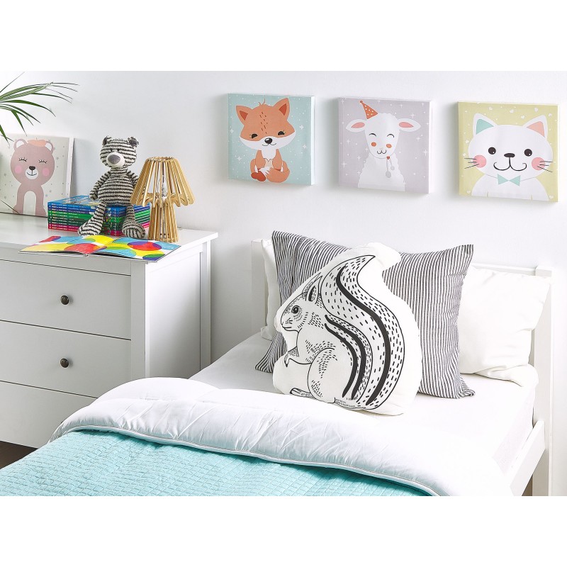 Bawełniana poduszka dla dzieci wiewiórka 42 x 48 cm biało-czarna KOLKATA