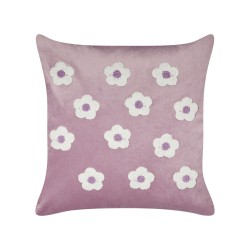 2 welurowe poduszki dekoracyjne haftowane w kwiaty 45 x 45 cm fioletowe ECHINACEA