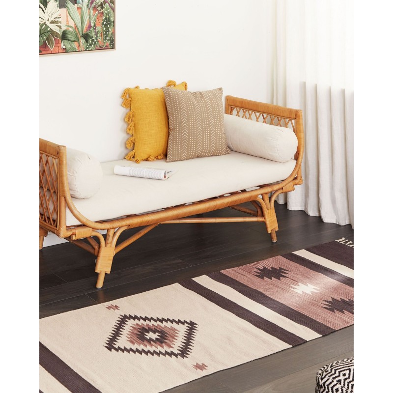 Dywan bawełniany kilim 80 x 300 cm beżowo-brązowy ARAGATS