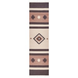 Dywan bawełniany kilim 80 x 300 cm beżowo-brązowy ARAGATS