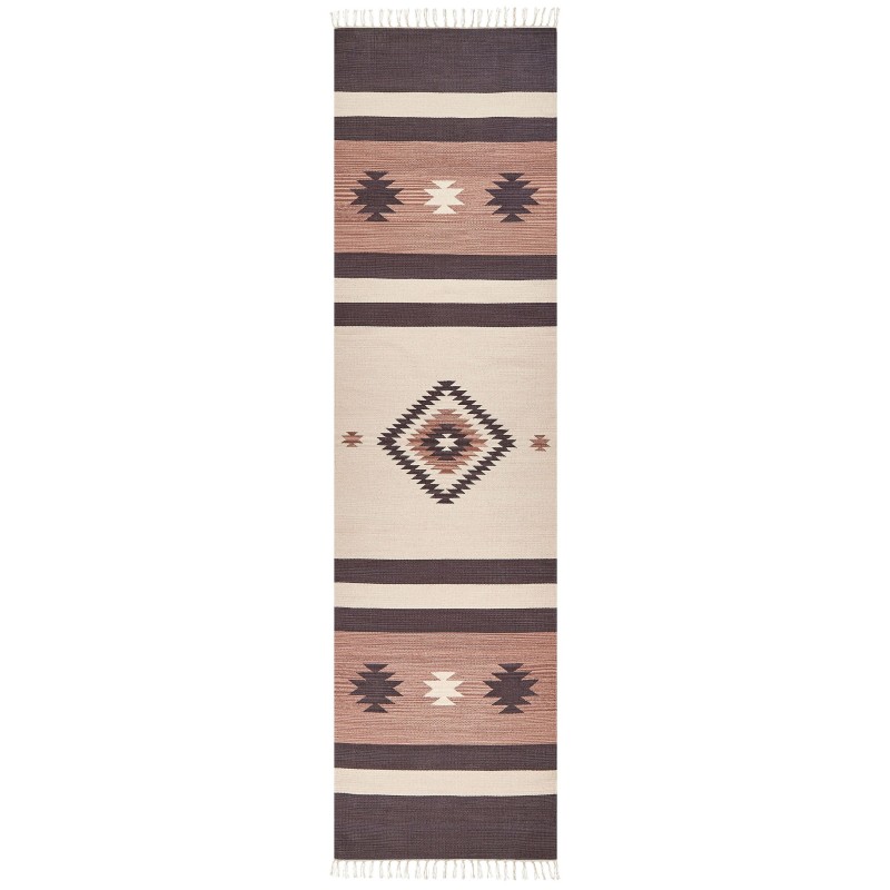 Dywan bawełniany kilim 80 x 300 cm beżowo-brązowy ARAGATS