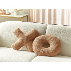 Zestaw 2 poduszek dekoracyjnych HESPERIS Boucle Jasnobrązowy Jednolity