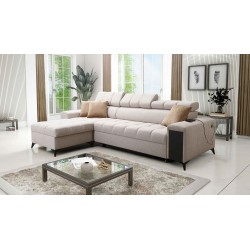 Venna I Mini Corner Sofa with Sleeping Function and USB Port in Plush Fabric, Avra 17