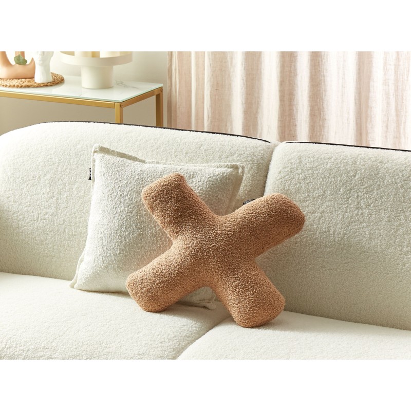 Zestaw 2 poduszek dekoracyjnych HESPERIS Boucle Jasnobrązowy Jednolity