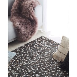 Dywan patchwork skórzany 140 x 200 cm brązowy AKKESE