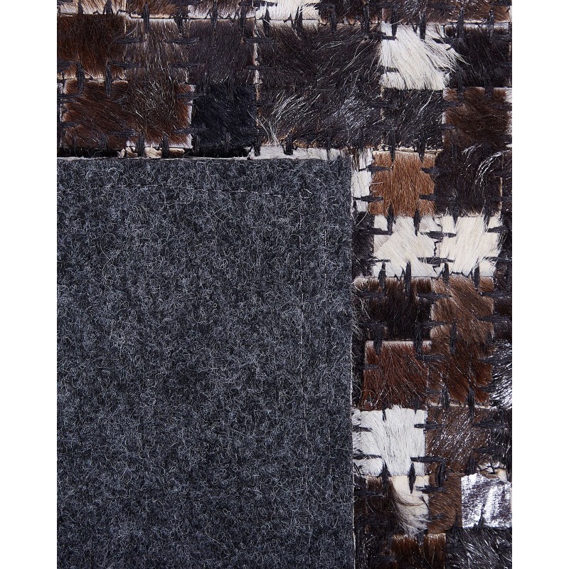 Dywan patchwork skórzany 140 x 200 cm brązowy AKKESE