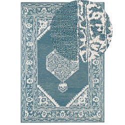 Dywan wełniany 160 x 230 cm biało-niebieski GEVAS