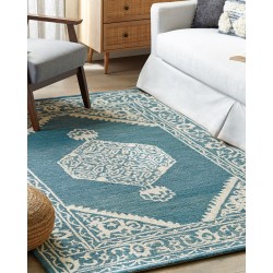 Dywan wełniany 160 x 230 cm biało-niebieski GEVAS