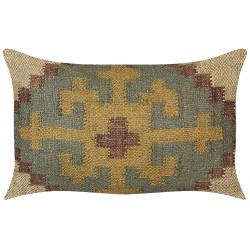 Poduszka dekoracyjna SARON Juta 30 x 50 cm Zielony Wzór orientalny