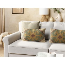 Poduszka dekoracyjna SARON Juta 30 x 50 cm Zielony Wzór orientalny