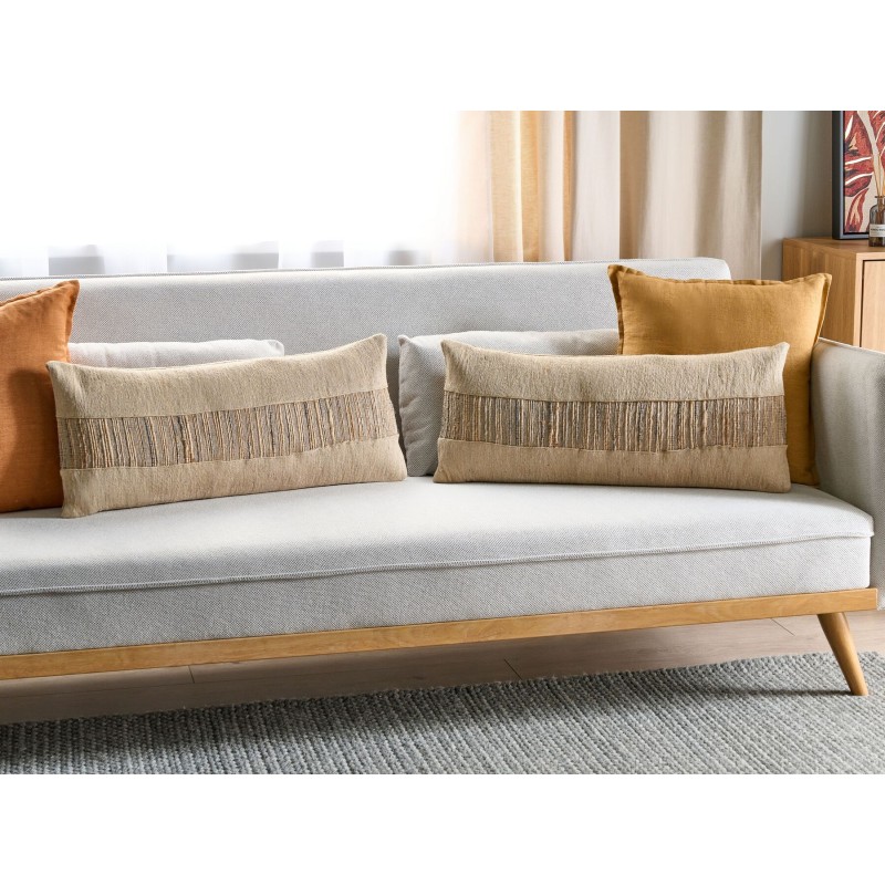 Zestaw 2 poduszek dekoracyjnych LUINA Juta 30 x 70 cm Beżowy Jednolity