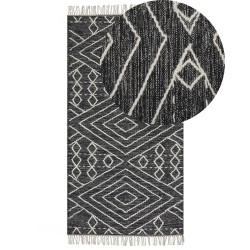 Dywan bawełniany 80 x 150 cm biało-czarny KHENIFRA