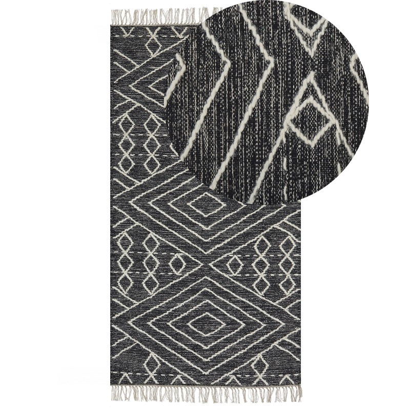 Dywan bawełniany 80 x 150 cm biało-czarny KHENIFRA