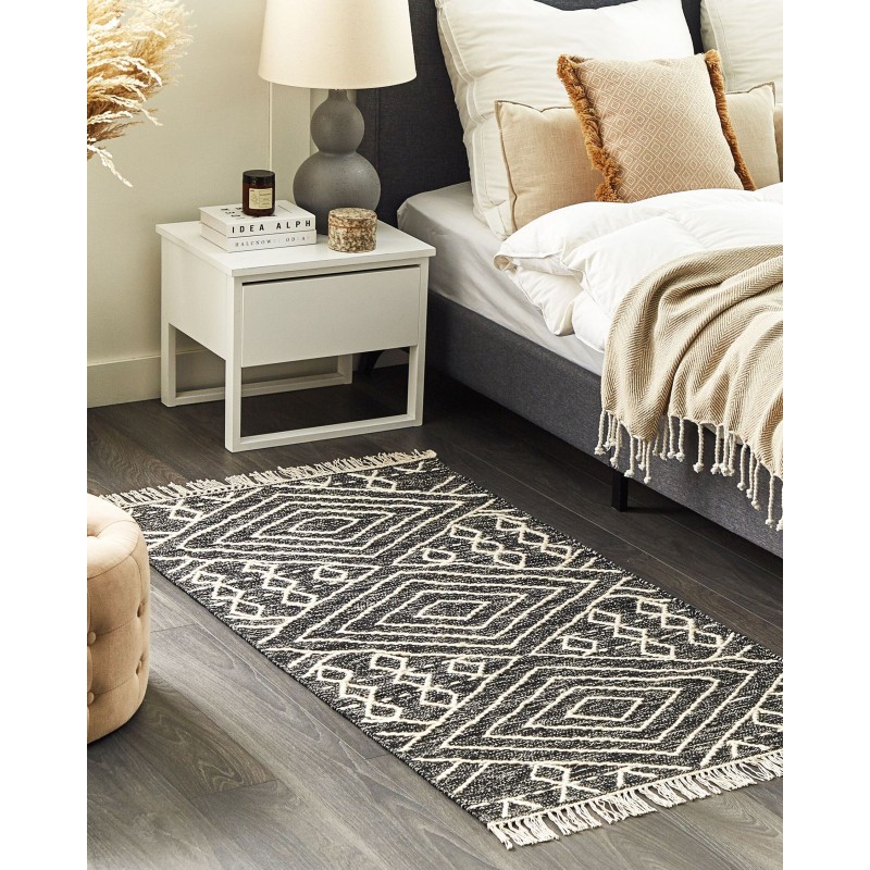 Dywan bawełniany 80 x 150 cm biało-czarny KHENIFRA