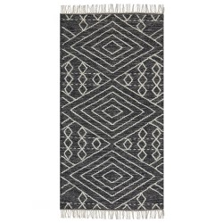 Dywan bawełniany 80 x 150 cm biało-czarny KHENIFRA