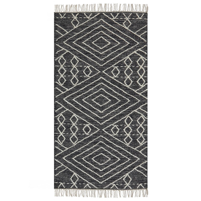 Dywan bawełniany 80 x 150 cm biało-czarny KHENIFRA
