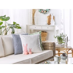 2 bawełniane poduszki dekoracyjne z motywem królika 45 x 45 cm białe PHLOX