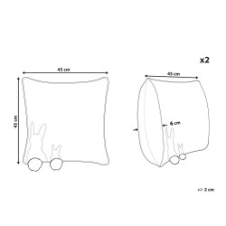 2 bawełniane poduszki dekoracyjne z motywem królika 45 x 45 cm białe PHLOX