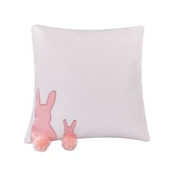 2 bawełniane poduszki dekoracyjne z motywem królika 45 x 45 cm białe PHLOX