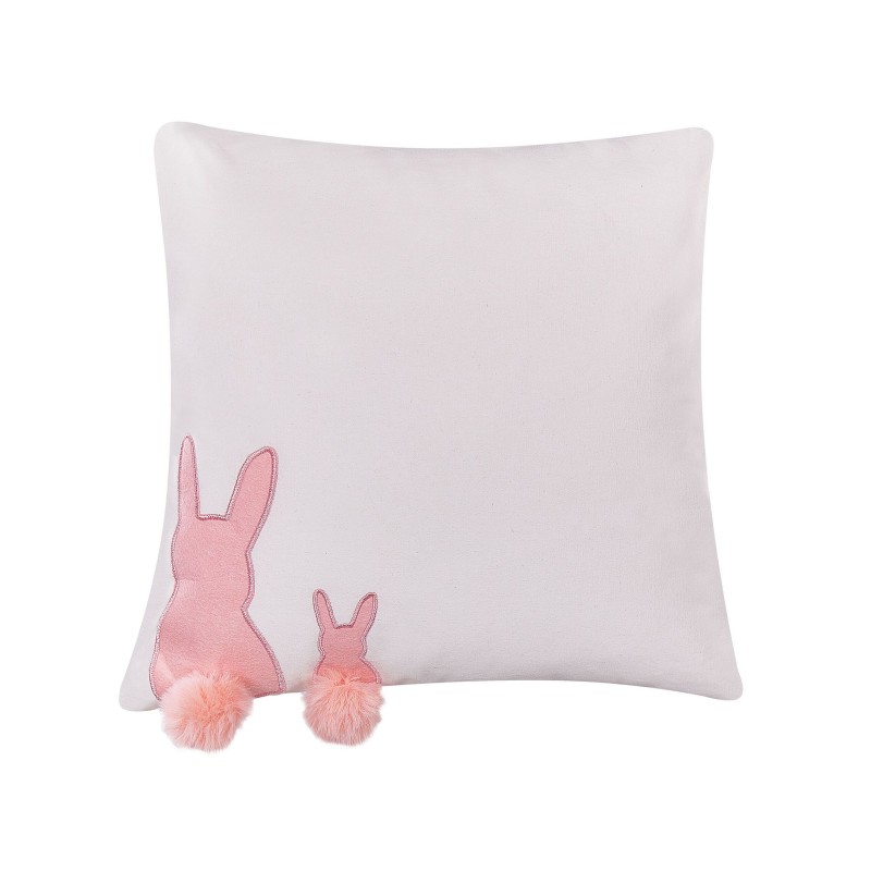 2 bawełniane poduszki dekoracyjne z motywem królika 45 x 45 cm białe PHLOX