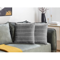 Zestaw 2 poduszek dekoracyjnych MILAS Len 50 x 50 cm Szary W paski