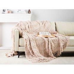 Koc VELLA Bawełna 220 x 240 cm Pastelowy róż
