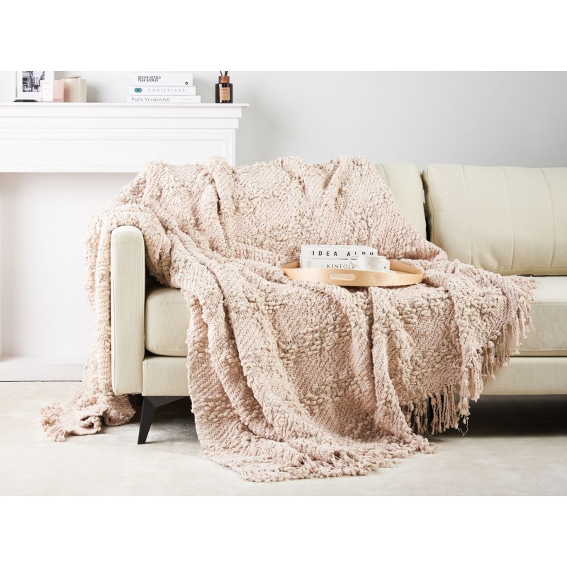 Koc VELLA Bawełna 220 x 240 cm Pastelowy róż