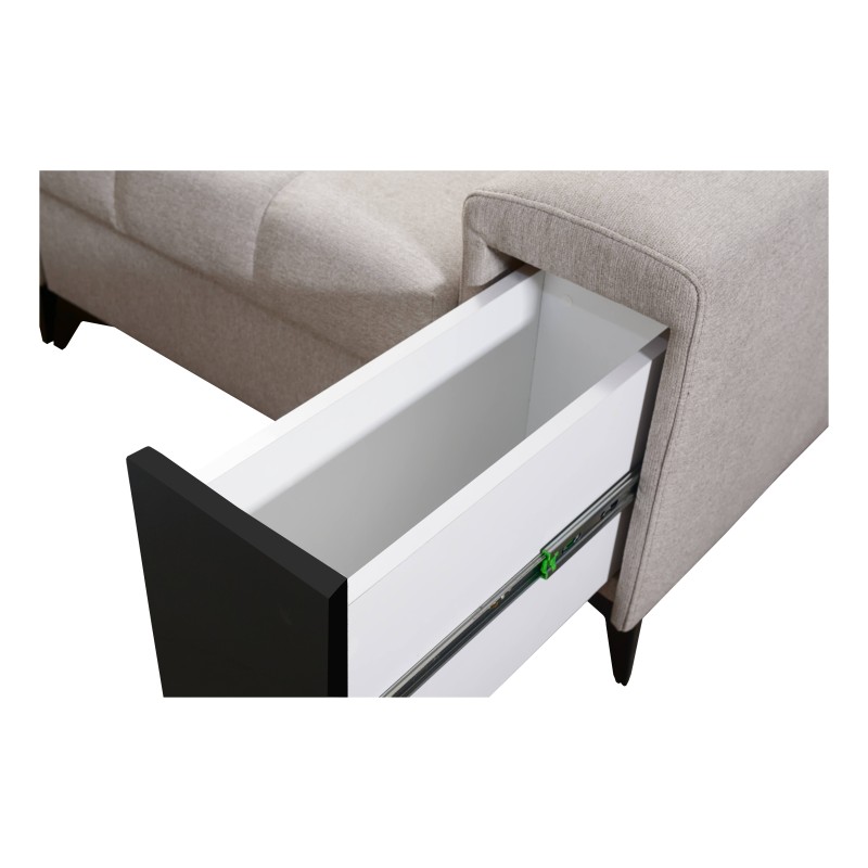 Venna I Mini Corner Sofa with Sleeping Function and USB Port in Plush Fabric, Avra 16