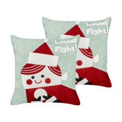 2 poduszki bawełniane motyw świąteczny 45 x 45 cm czerwono-zielone PUDDING