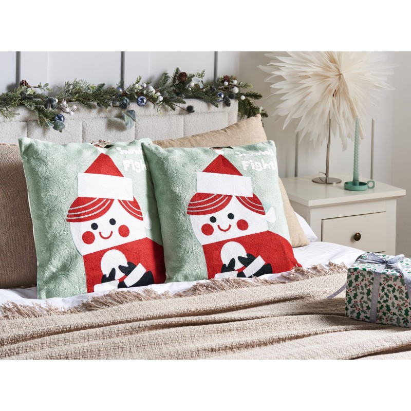2 poduszki bawełniane motyw świąteczny 45 x 45 cm czerwono-zielone PUDDING