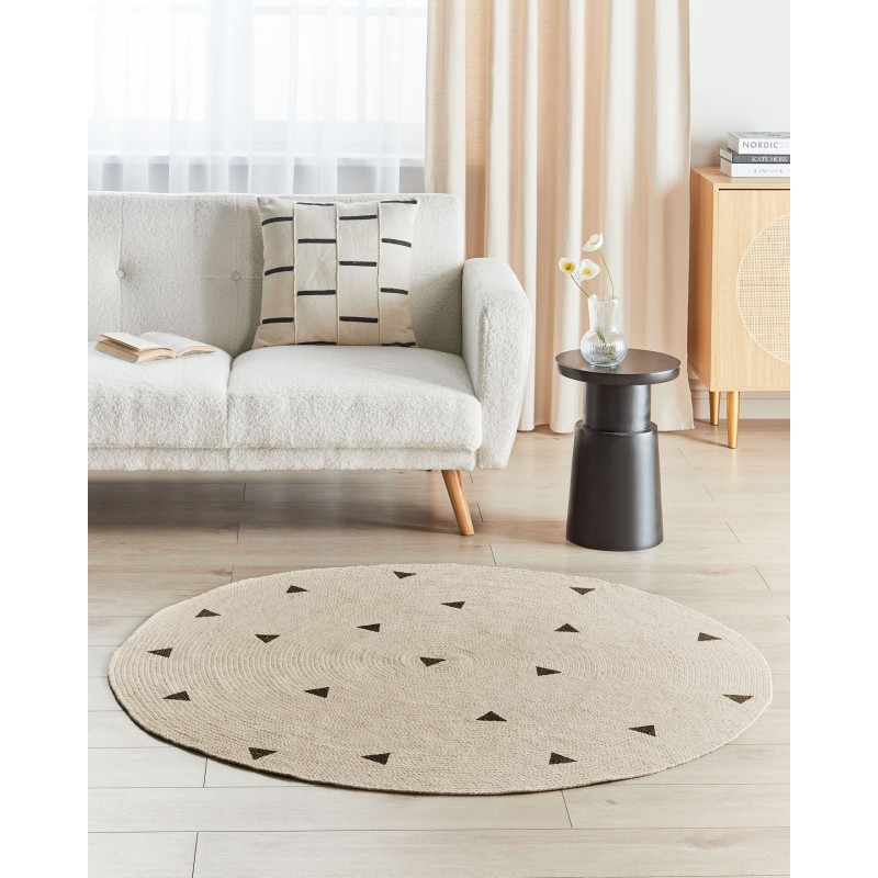 Dywan okrągły bawełniany ø 140 cm beżowy DURG