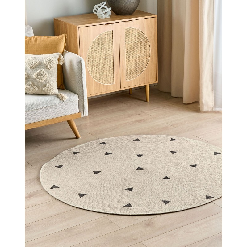 Dywan okrągły bawełniany ø 140 cm beżowy DURG