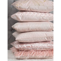 Zestaw 2 poduszek dekoracyjnych FREESIA Welur 45 x 45 cm Różowy Wzór roślinny