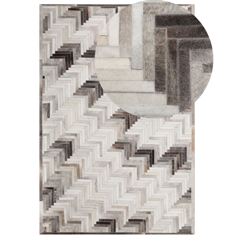 Dywan skórzany 140 x 200 cm szaro-beżowy ARSUZ