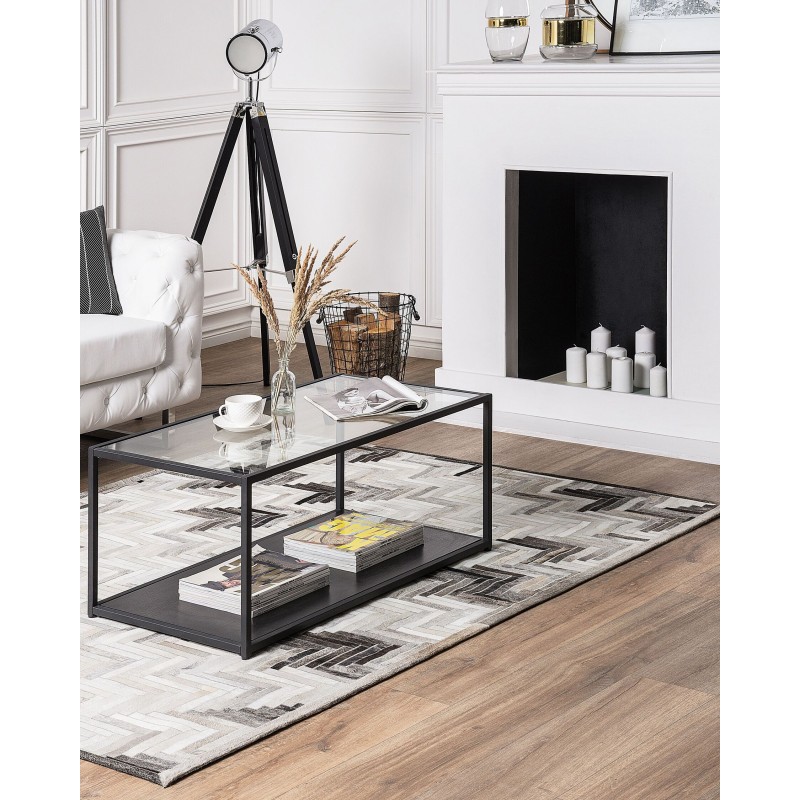 Dywan skórzany 140 x 200 cm szaro-beżowy ARSUZ