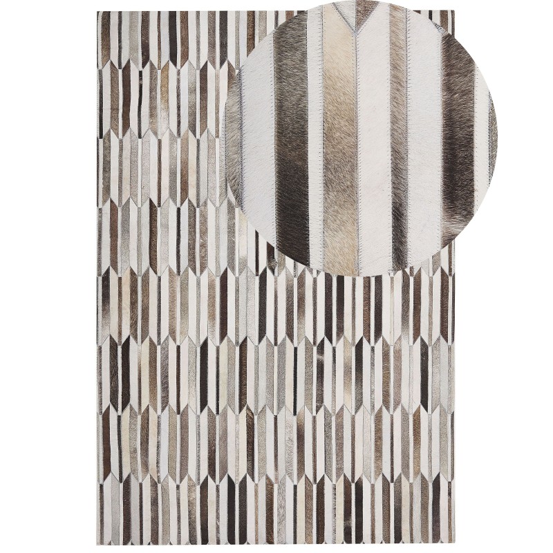 Dywan patchworkowy skórzany 140 x 200 cm brązowo-beżowy KULALAR