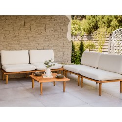 Zestaw ogrodowy ze stolikiem dla 4 osób FRASCATI Modułowy Certyfikowane drewno akacjowe Złamana biel