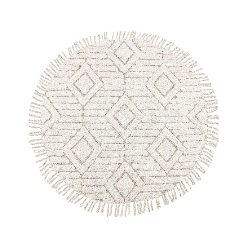 Dywan okrągły bawełniany ø 140 cm beżowy HORASAN