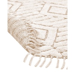 Dywan okrągły bawełniany ø 140 cm beżowy HORASAN