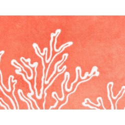Poduszka dekoracyjna NORI Welur 45 x 45 cm Koralowy Wzór roślinny