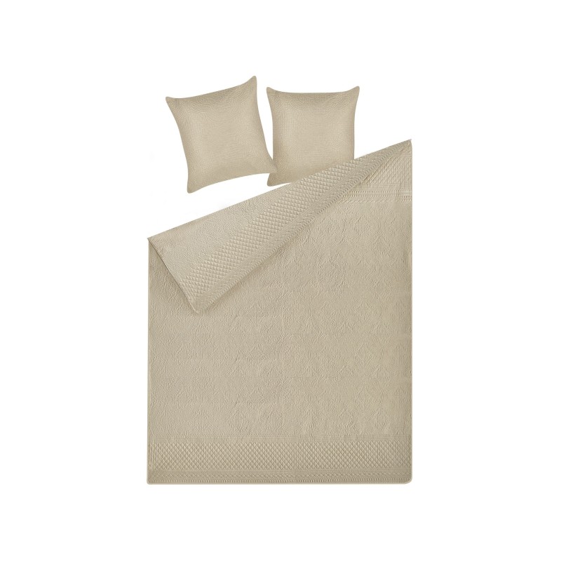 Narzuta na łóżko z poduszkami SHUSH 160 x 220 cm Beżowoszary