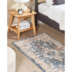 Dywan 80 x 150 cm beżowy z niebieskim DVIN