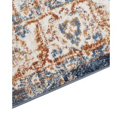 Dywan 80 x 150 cm beżowy z niebieskim DVIN