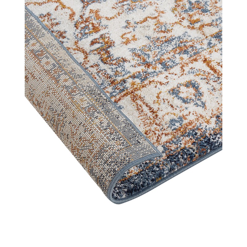 Dywan 80 x 150 cm beżowy z niebieskim DVIN