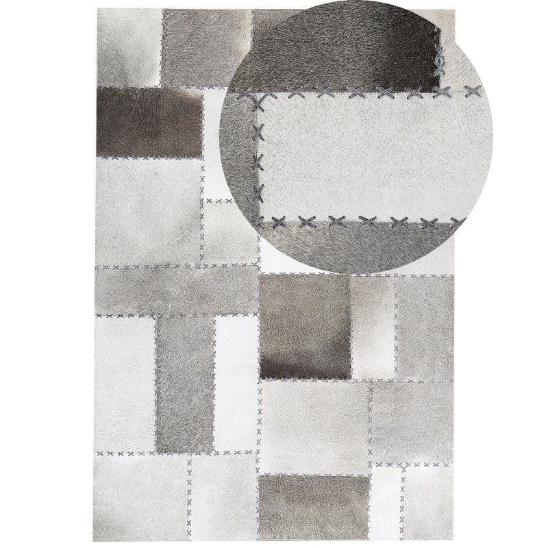 Dywan patchwork skórzany brązowoszary 160 x 230 cm PERVARI