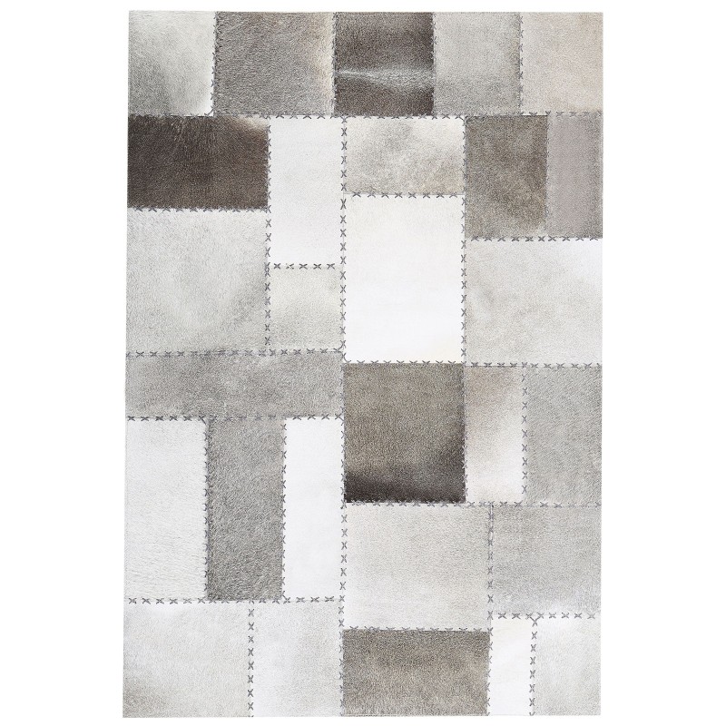 Dywan patchwork skórzany brązowoszary 160 x 230 cm PERVARI