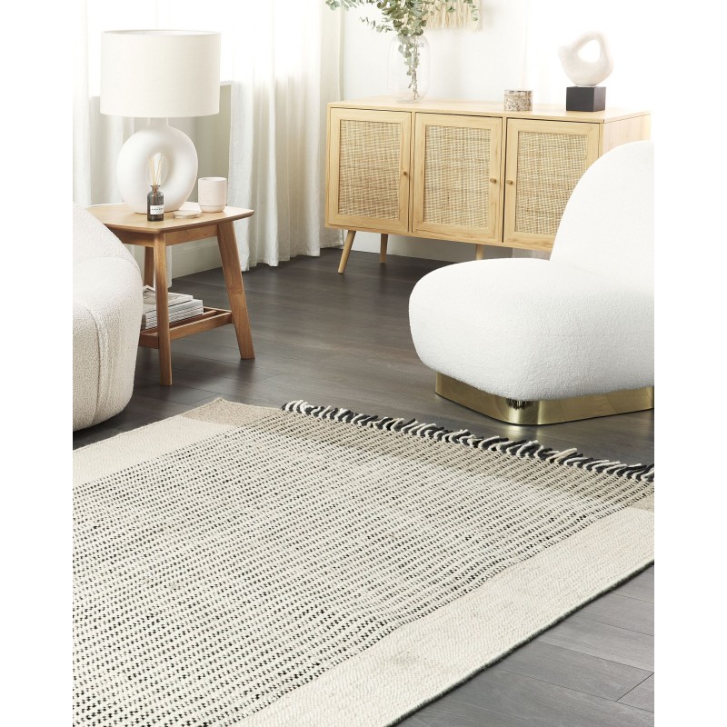 Dywan wełniany 160 x 230 cm beżowo-czarny DIVARLI