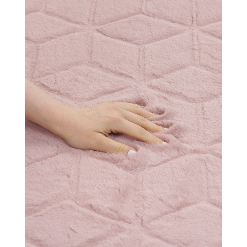 Dywan sztuczne futro królika 80 x 150 cm różowy THATTA