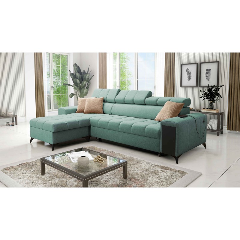 Venna I mini corner sofa with a sleeping function and USB port in Plusz fabric, Avra 11